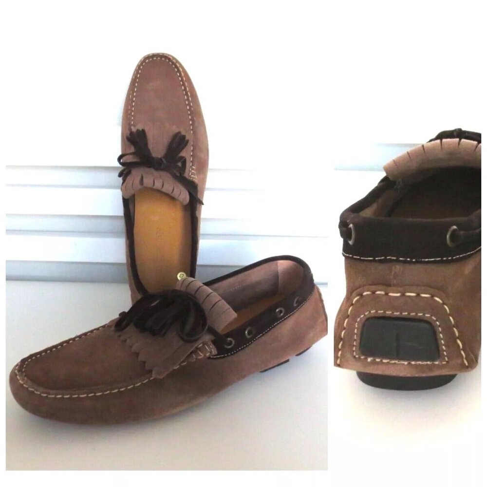 THOMPSON SUEDE TASSEL MOCCASINS BOAT SHOES Sz-44